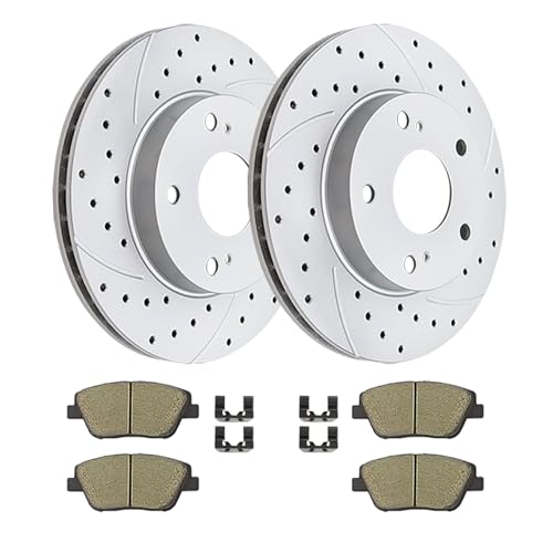 Acinoparts Front Brake Kit Drilled & Slotted Brake Rotor Ceramic Brake Pad - size: HMBK21202