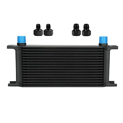 Ucreative 16 Row AN10 Stacked Plate Aluminum Engine Transmission Oil Cooler - size: 16 Row with Adapters