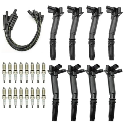 Set of 8 UF639&UF631 Ignition Coil with 16 pcs Platinum Spark Plug and Wire Compatible with 2010-2016 Ford F150 F250 F-350 6.2L - size: UF639/UF631