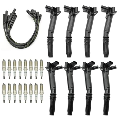 Set of 8 UF639&UF631 Ignition Coil with 16 pcs Platinum Spark Plug and Wire Compatible with 2010-2016 Ford F150 F250 F-350 6.2L - size: UF639/UF631