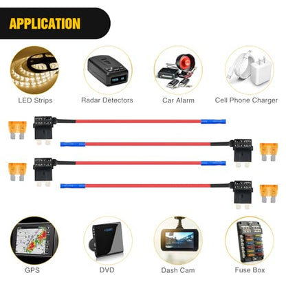 Nilight 10 Pack 12V Add-a-Circuit Standard ATO/ATC Fuse Tap Adapters 5A - color: 10Pcs Standard