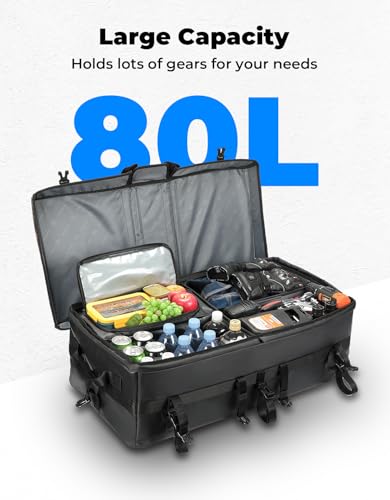 900D 80L ATV Cargo Storage Bag with 13L Cooler Rain Cover, Zipperless