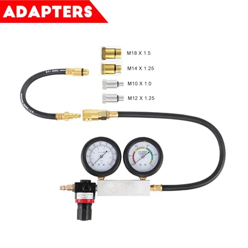 altivox Multi-Function Cylinder Leak Down Tester Automotive Kit Gasoline Engine Compression Tester Dual Gauge Leakdown Detector Tool Set for Pressure Check & Leakage Rate Test with Extension Rod