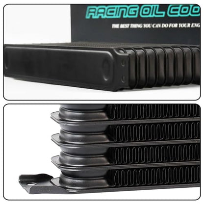 G-PLUS AN10-10AN 15 Row Japanese-style Universal Engine Aluminum Black Transmission Racing Oil Cooler - color: Black, size: 15 Row AN10