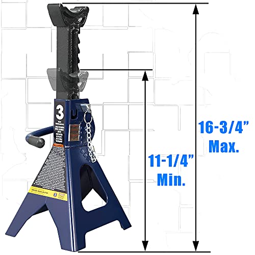 TCE 3 Ton (6,000 LBs) Capacity Double Locking Steel Jack Stands, 2 Pack, Blue, AT43002AU - size: 3t double locking