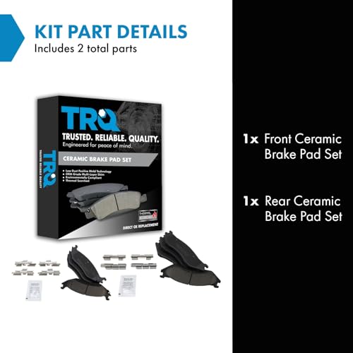 TRQ Front and Rear Brake Pads Ceramic - color: Ceramic, size: BFA12933
