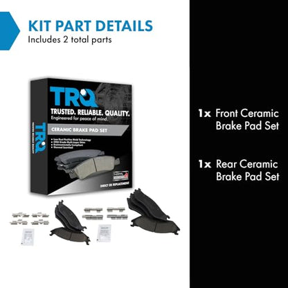 TRQ Front and Rear Brake Pads Ceramic - color: Ceramic, size: BFA12933