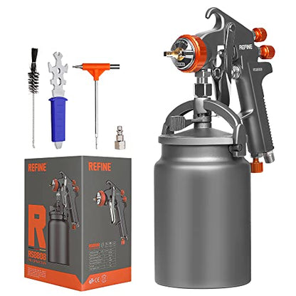 REFINE Siphon Feed Air Spray Paint Gun 1.8mm Nozzle & 1000cc Aluminum Cup