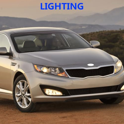 Headlight Fit for 2011-2013 KIA Optima EX LX SX,Halogen Headlamp Black Hosuing Amber Reflector Replacement Driver Passenger Side KI2502155 92101-2T121 KI2503155 92102-2T121(Not for Hybrid Models)