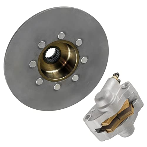 Caltric Rear Brake Caliper with Disc Rotor Compatible with Polaris Sportsman 500 4x4 1998 1999 2000 2001 2002 with Pads