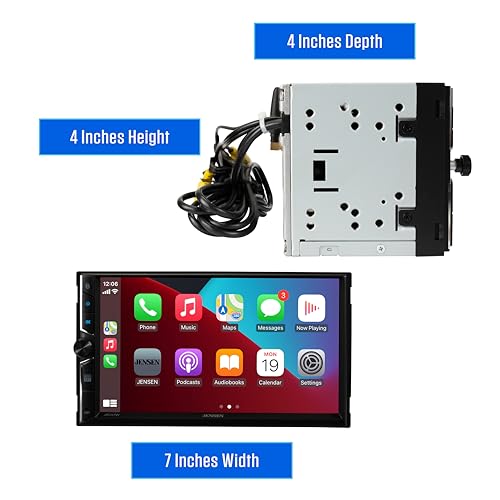 Jensen J3CA7W 7" Wireless Apple CarPlay Android Auto Double DIN Car Stereo - style: New 7” Wireless Double Din Stereo