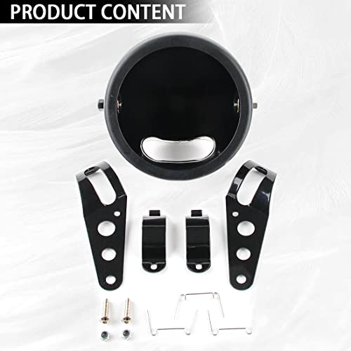 5 3/4" 5.75 Inch Motorcycle Headlight Housing Bucket - Universal Headlight Assembly Replacement for Motorcycle Headlight Mounting, Durable Headlight Bracket Housing