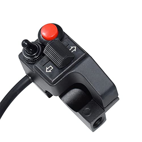 Feiteplus Aluminum Alloy Left Motorcycle 7/8" Handlebar Mount Switch Horn Beam Winker Turn Signal Blinker Push Button Motorbike Switches, 20AWG Thicken Wire