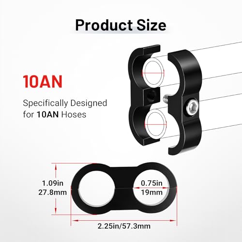 EVIL ENERGY 10AN Hose Separator Clamp AN10 Fuel Line Mounting Clamp 4PCS - size: AN10