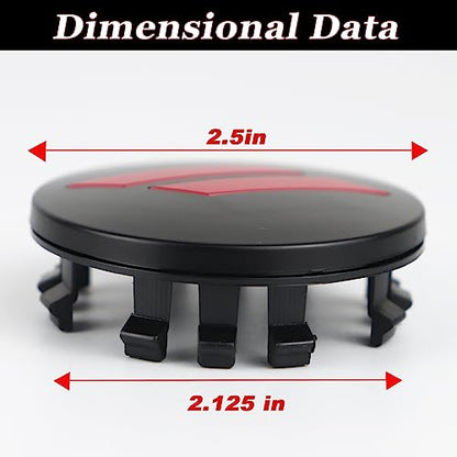 4pcs 63mm 2.5 inches Slash Wheel Center Cap Covers Fit for Dodge Charger Durango Dart 2015-2020 Jeep/Chrysler - color: Black-Red