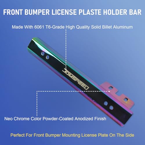 Neo Chrome Front Bumper License Plate Mount Bracket Relocator Holder Bar - color: Neo Chrome