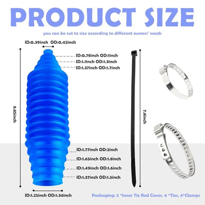 Tie Rod Boot Kit with Pinion Bellow Cable Ties and Clamps,Waterproof & Dustproof Rack and Pinion Boot for Steering System Protection,Silicone Inner Tie Rod Boot Car Accessories (Blue) - color: Blue