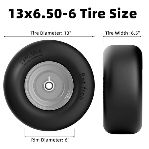 RONPOW 13x6.50-6 Flat Free Zero Turn Lawn Mower Tires, 500lb Load Capacity