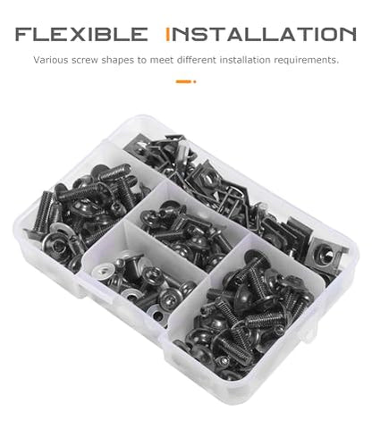 SCUARI Motorcycle Fairing Bolt Kit,Car Accessories Fairing Bolt Kit,177 PCS Motorcycle Fairing Cowling Screws Bolts,Aluminum Fairing Bolts Nut Clips Kit,Suitable for Most Sports Motorcycles
