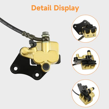FVRITO Front Disc Hydraulic Brake Master Cylinder Caliper Assembly and Pads for 50cc 70cc 90cc 110cc 125cc SSR Apollo RFZ Taotao Coolster SDG 107 Thumpstar Pitster Pro DHZ Chinese Pit Dirt Bike Parts - color: Black+Gold