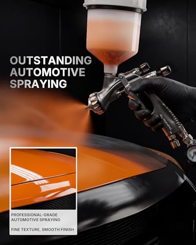 Tilswall Pinto GT HVLP Spray Gun Kit, Truth HVLP Plus Atomisation Paint Gun with 32cm+ Spray Width, All-Stainless Steel Flow Channel, 1.3/1.5/1.7mm Nozzles, Ideal for Automotive and Premium Coating