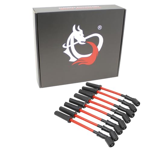 DRAGON FIRE PERFORMANCE Direct Fit 10mm Spark Plug Wires Compatible Replacement With 1999-2013 Chevrolet GMC Cadillac Hummer 4.8L 5.3L 6.0L 6.2L V8 Replaces 9748HH 9748RR Oem Fit PWJ296