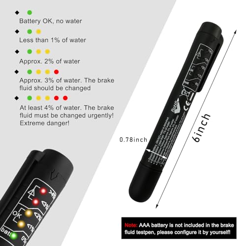 Brake Fluid Liquid Tester Pen, DOT 3 DOT 4 DOT 5.1 Brake Diagnostic Testing Pen Tool, Brake Fluid Liquid Oil Analyzer with 5 LED Indicators, Universal Car Accessories (1 PCS) - color: 1 PCS