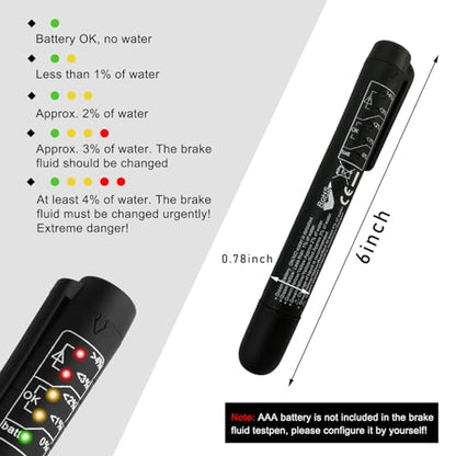 Brake Fluid Liquid Tester Pen, DOT 3 DOT 4 DOT 5.1 Brake Diagnostic Testing Pen Tool, Brake Fluid Liquid Oil Analyzer with 5 LED Indicators, Universal Car Accessories (1 PCS) - color: 1 PCS