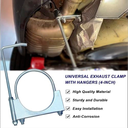 4" Exhaust Clamp With Hanger One-Piece Muffler Hanger, Pack of 1 - size: 4"-1 PACK（One-Piece)