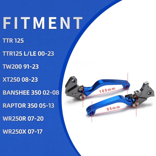 Motorcycle Brake Clutch Lever Pivot Levers Set Adjustable CNC for TW200 91-23 XT250 08-23 WR250R 07-20 WR250X 07-17 TTR 125 TTR125 00-23 Dirt Pit Bike Blue - color: Blue