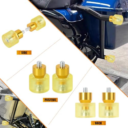 Crash Bar Wheel Screw Fit for Harley Touring and Softail - style: Yellow Wheel with Yellow Slider