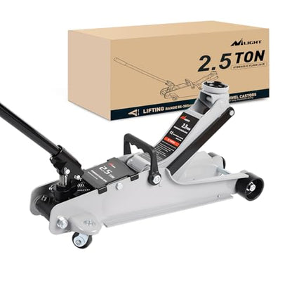 Nilight 2.5 Ton Floor Jack, Low Profile Hydraulic Trolley Car Jack with 360° Swivel Lifting Arm, Heavy Duty Steel Service Jack, Lifting Range 3.35" to 15.15" - color: Single Pump, size: 2.5 Ton