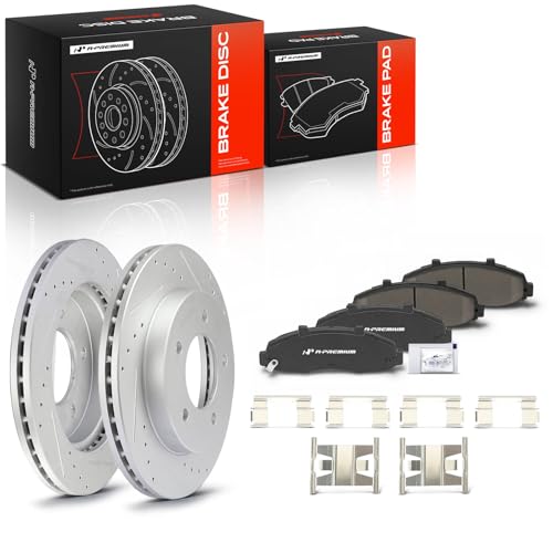 A-Premium 12.13 inch (308mm) Front Brake Rotors & Ceramic Pads Kit, 6-Pack - style: 1997-2003 4WD(Drilled & Slotted)