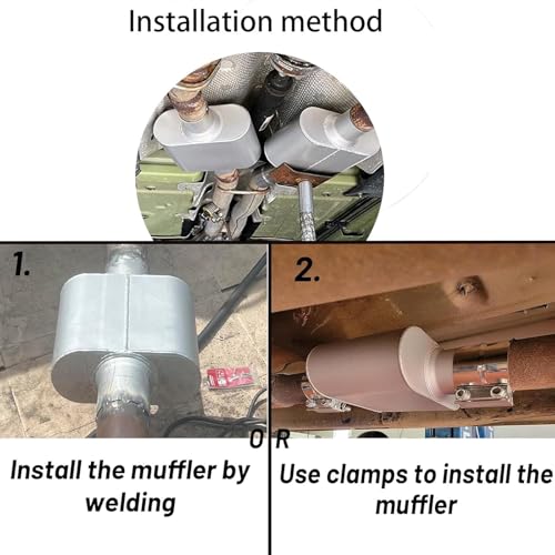 Universal Mufflers, Performance Automotive Exhaust Muffler, Single Chamber center in/center out, silver (2.5") - size: 2.5"