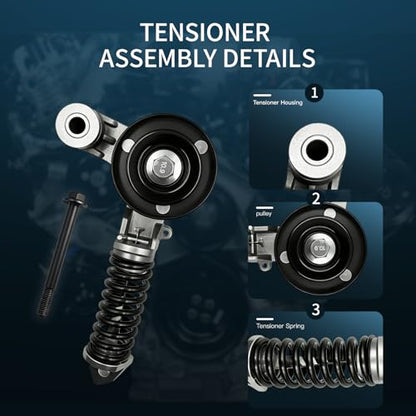 Belt Tensioner Assembly with Pulley for Chevy Cruze,Trax&Buick Encore
