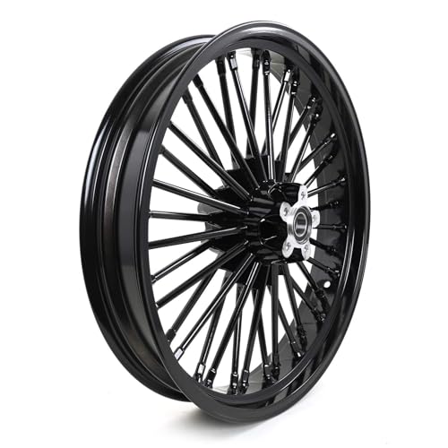 TOFR 21x3.5 18x5.5 Fat Spoke Wheels Black For Harley Softail Slim 2018-2021 - size: Front:21x3.5 Rear:18x5.5
