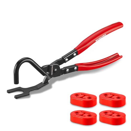 WORKPRO Exhaust Hanger Removal Tool with 4 Rubber Hangers, Red - color: Red
