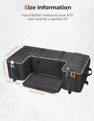 KEMIMOTO Upgrade ATV Storage Bag Rear Seat Gear Bag Four Wheeler Cargo Bag