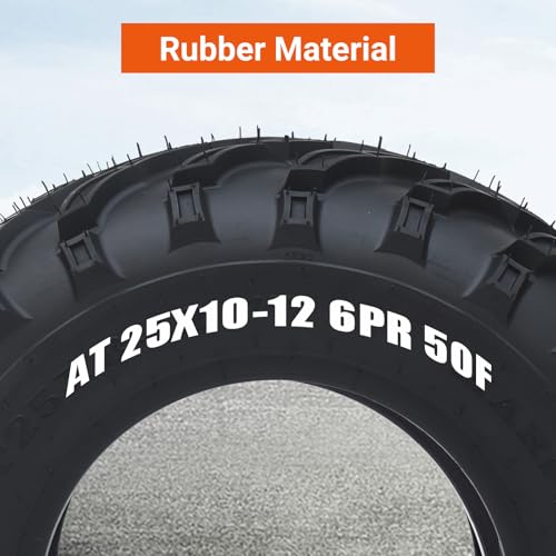 Set of 2 tires AT25X10-12 25X10X12 tires ATV/UTV Lawn-Mowers Off-Road Tires 6 PR, Tubeless, Replacement Off-Road Tire for Four Wheelers, Light Mud, Sand, Trail Use - size: QD137 25X10-12