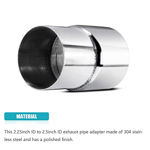 Universal 2.25" ID 2.5" ID Exhaust Pipe Adapter Connector Reducer 304 Stainless Steel 2.25 Inch to 2.5 Inch 2 1/4” ID to 2 1/2” ID kit - size: 2.25" ID to 2.5" ID