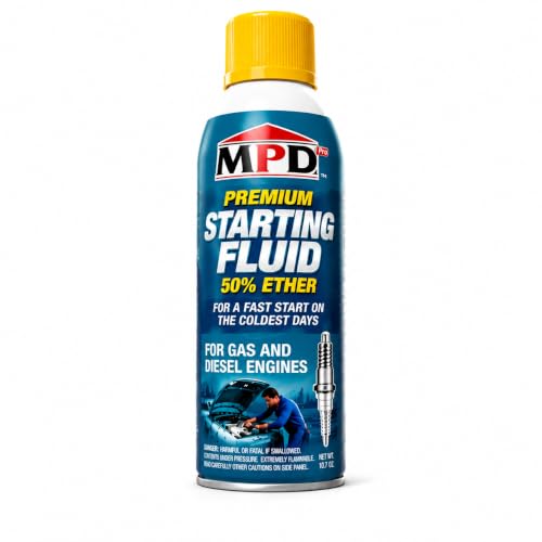 MPD Pro Starter Starting Fluid Spray – Premium 50% Ether Formula for Fast Cold Starts – Works to -65°F – Gas & Diesel Engines – Upper Cylinder Lubrication – 10.7 oz – (1-Pack) - size: 1-Pack