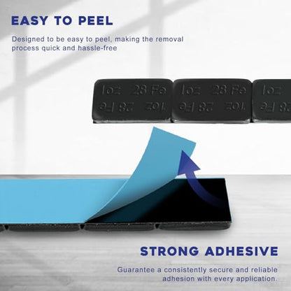 1oz. Black Stick On Wheel Weights, 72 PCS, Easy Peel