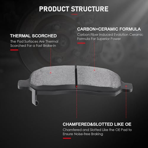 cciyu D1159 D1172 Front Rear Ceramic Brake Pads Kits 8pcs - size: Front[D1159] + Rear[D1172]