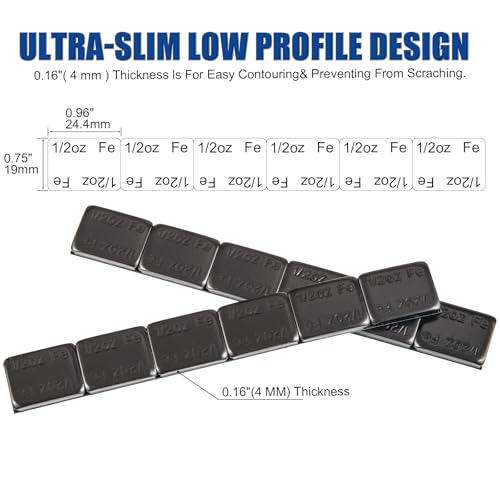 JiiinMiiin 1/2oz, 0.5oz, 126PCS Black Steel Adhesive Stick on Wheel Weights - color: Black, size: 0.5oz - 126PCS