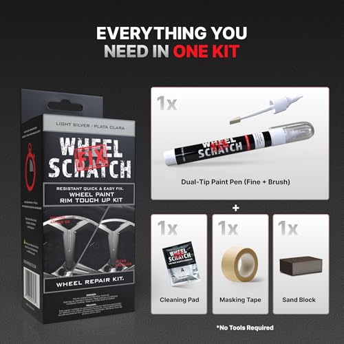 Wheel Scratch Fix® Light Silver Rim Touch Up Paint Wheel Scratch Repair Kit - color: Silver - Light - Kit