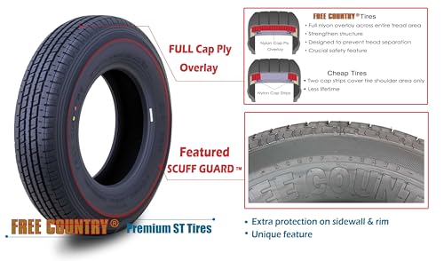 Free Country Trailer Tire Wheel ST175/80R13 6-Ply 91N 5X4.5" Silver Mod Pk2 - size: ST175/80R13 /6PR