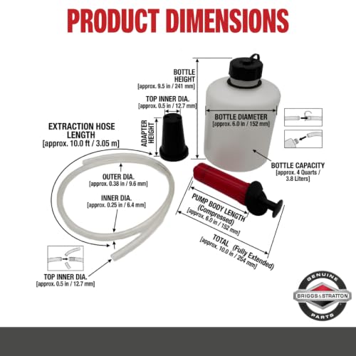 Briggs & Stratton 5430K Oil Extractor Kit - Genuine OEM No-Mess Vacuum Pump for Lawn Mowers, Snow Blowers & Generators, 1.6-Liter - size: 1.6-Liter