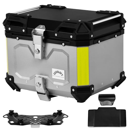 Motorcycle Top Case, 45L Tail Box, Silver - color: Silver-45L, size: 45L