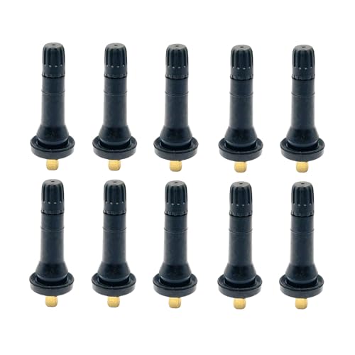 10PCS TPMS 20008 Tire Valve Stem Snap-in Rubber Tubeless Tire Pressure Sensor Valve Stem Brass Compatible with Buick Chevy Dodge Ford Jeep Enclave Escalade Avalanche Sierra Replace 20008 20018 - size: TPMS 20008-10pcs