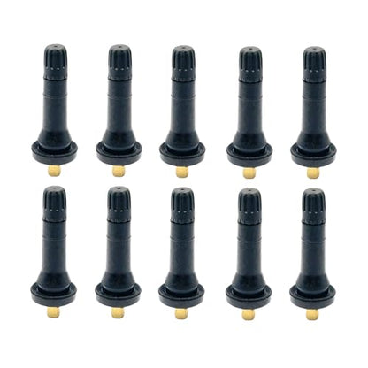 10PCS TPMS 20008 Tire Valve Stem Snap-in Rubber Tubeless Tire Pressure Sensor Valve Stem Brass Compatible with Buick Chevy Dodge Ford Jeep Enclave Escalade Avalanche Sierra Replace 20008 20018 - size: TPMS 20008-10pcs